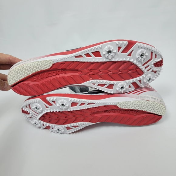 Saucony Mens Endorphin 3 White/Vizi Red Running Lightest Spike Shoes Size 12.5M - Picture 10 of 10